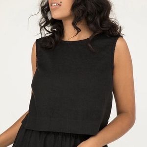 ELIZABETH SUZANN Black Petra Linen Crop